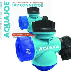 Aqua Joe Multi-Function Outdoor Faucet and Garden Hose Tap Connector 2 pack